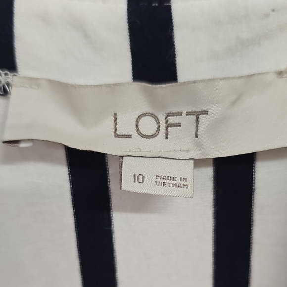 LOFT Black and White Striped Midi Dress - Picture 2 of 3